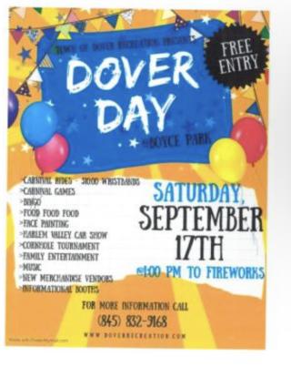 Dover Annual Community Day, September 17th (rain date Sept 18th)
