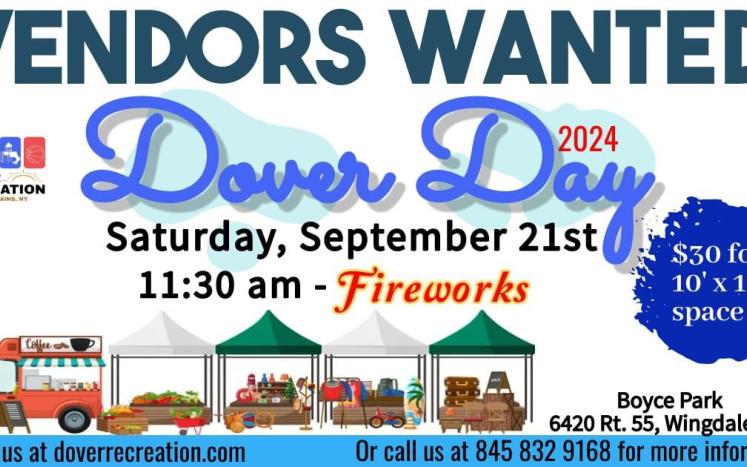 Sign up to be a 2024 Annual Dover Community Day Vendor (Sept. 21st held at Thomas Boyce Park in Wingdale)