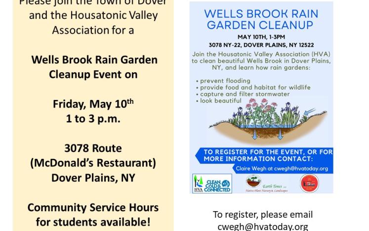 Wells Brook Garden Cleanup Event_Friday, May 10th from 1 to 3 p.m. (McDonald's in Dover Plains)